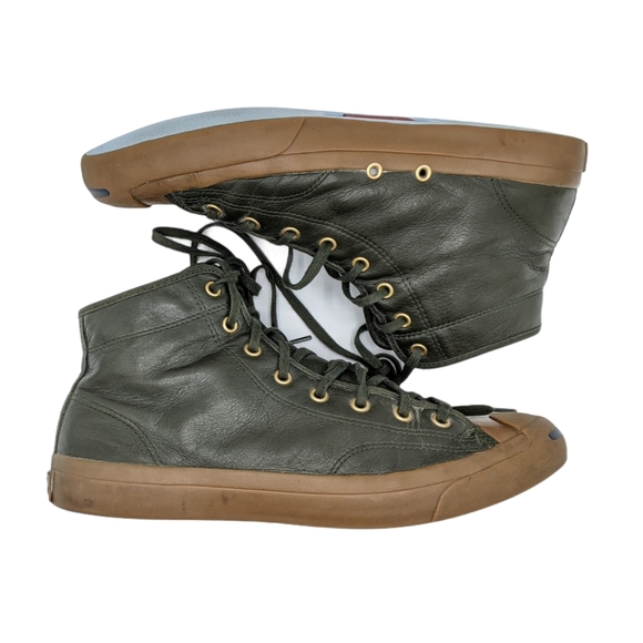 Converse Jack Purcell Shoes High Top Green Leather